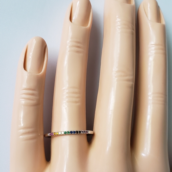 Sterling Pave Rainbow Band - Picture 7 of 8